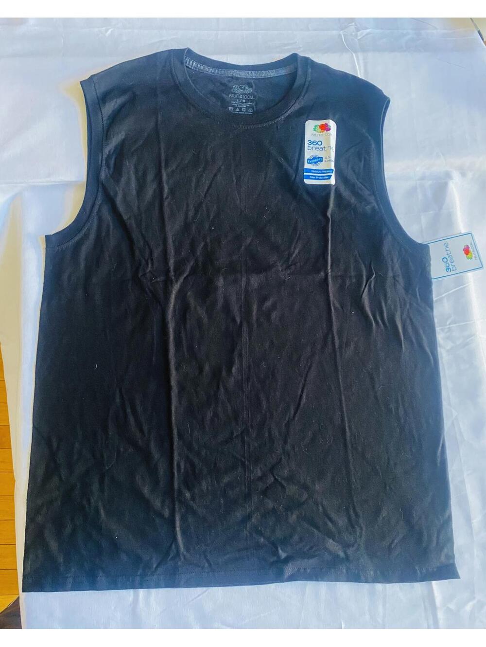 Men’s Fruit of the Loom Black Sleeveless T-Shirt Size Large
